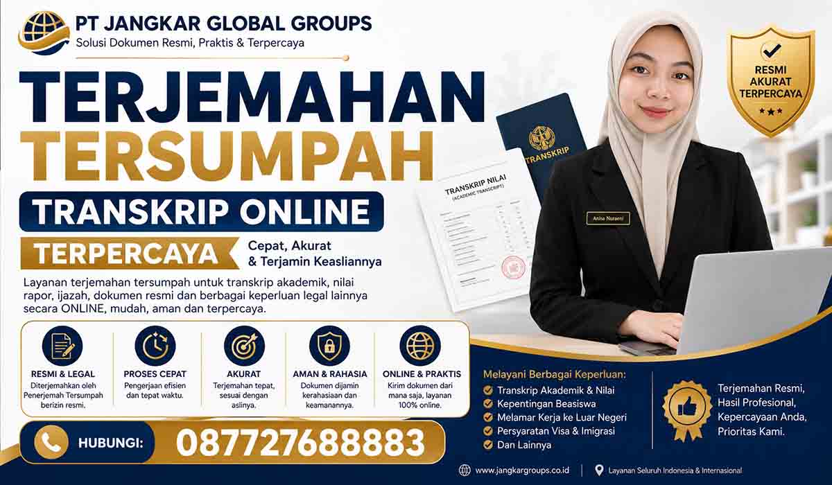 Terjemahan Tersumpah Transkrip Online Terpercaya