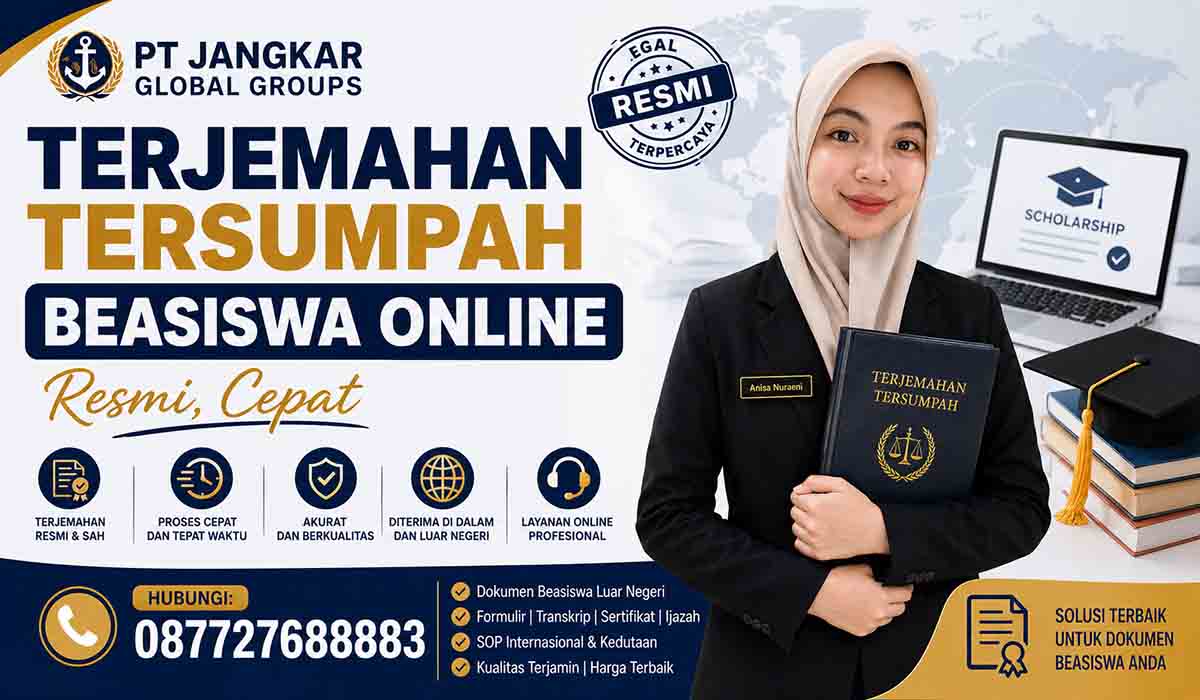 Terjemahan Tersumpah Beasiswa Online Resmi, Cepat