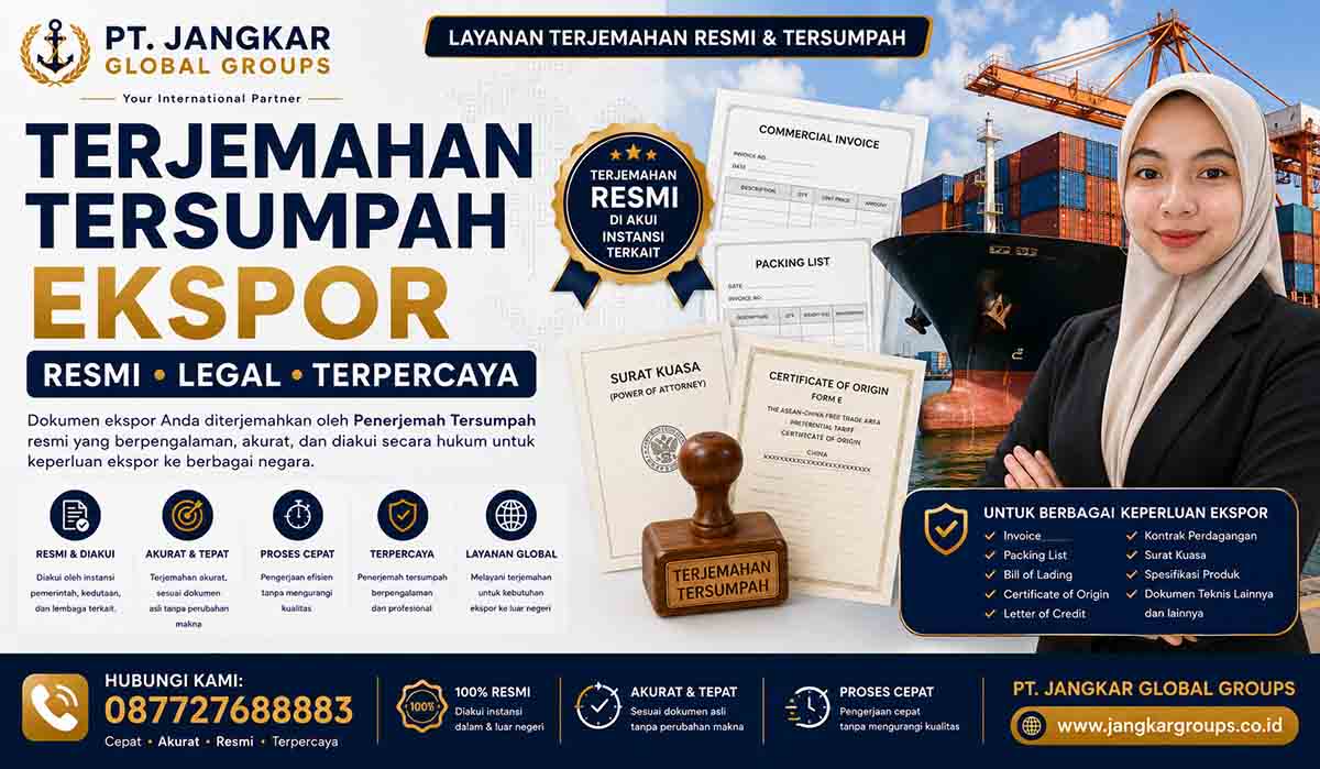 Terjemahan Tersumpah Ekspor Resmi Legal, Terpercaya